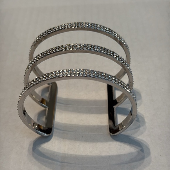 Vince Camuto Jewelry - Vince Camuto Silver 3-Row Pave Cuff Bracelet One Size